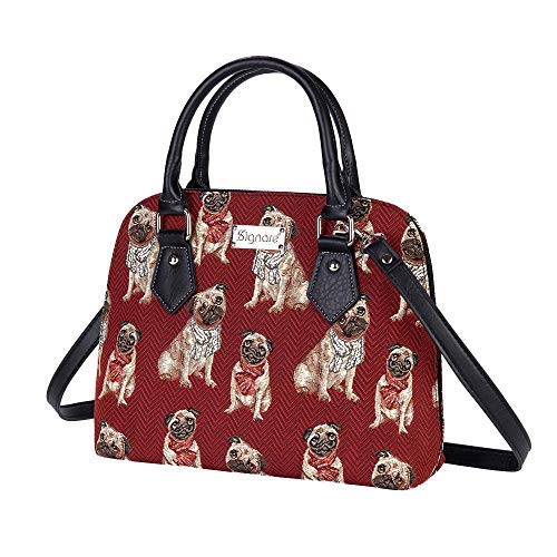 Signare Tapestry Hand Shoulder Bag Cross Body Purses Handbag Satchel Bag for Women In Pug Dog DesignCONVPUG