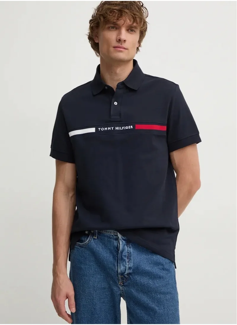 تومي هيلفيغر Logo Print Short Sleeve  Polo Shirt