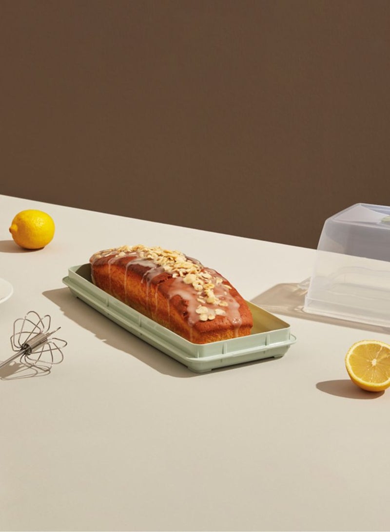 دونيا طبق كيك بلاستيك بغطاء أبيض 370x175x140 ملم - Image 2