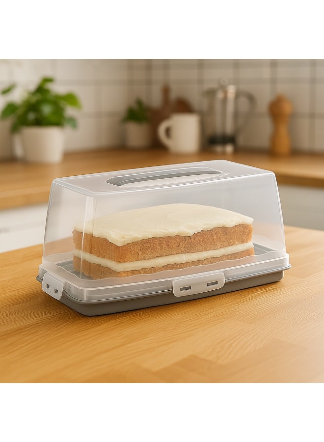 دونيا طبق كيك بلاستيك بغطاء أبيض 370x175x140 ملم - Image 3