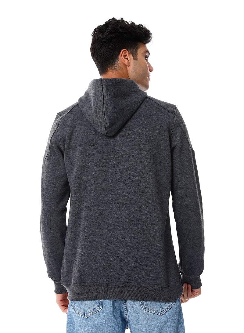 Caesar Mens Closed Hoodie With Silver Buttons - Image 4