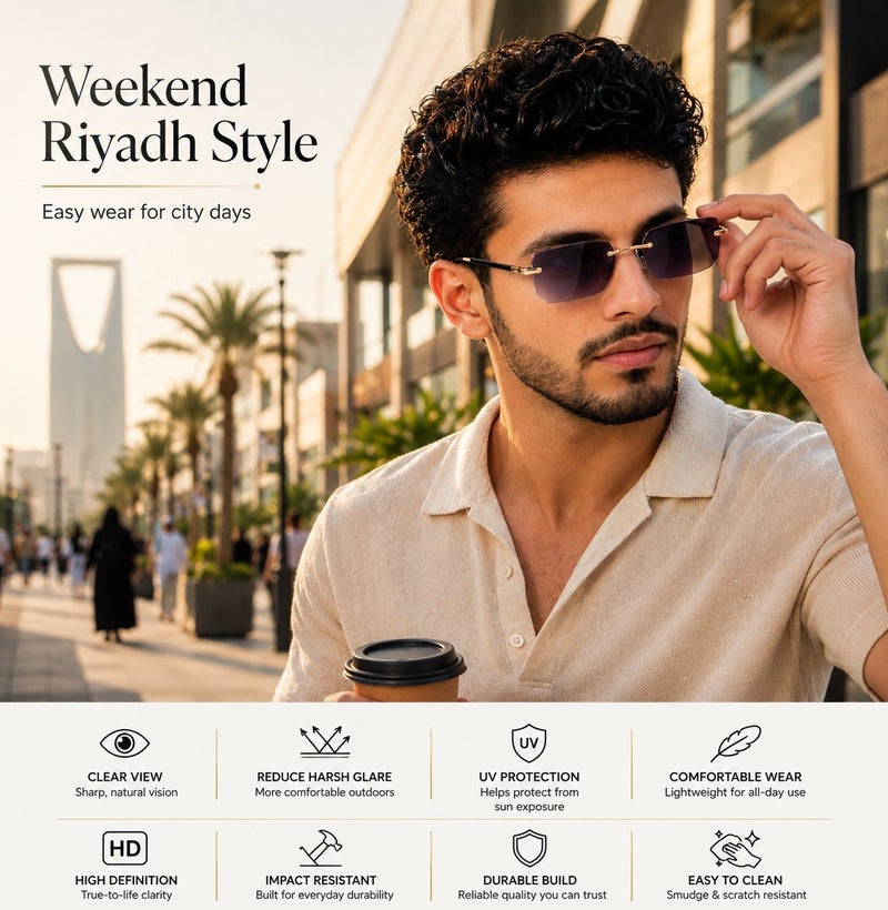ريترو نظارات شمسية مربعة فاخرة بدون إطار للجنسين، مزينة بلمسات ذهبية، وأذرع سوداء، وعدسات ملونة، بتصميم عصري مستوحى من موضة الهيب هوب، مناسبة للأنشطة الخارجية والحفلات والارتداء اليومي. - Image 3