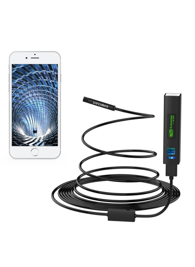 Wireless Snake Inspection Camera, 1200P HD Endoscope with 8 LED Light, 5 Meters (16.5 FT) Rigid Cable Borescope, Compatible with iPhone, Android, PC - Image 1