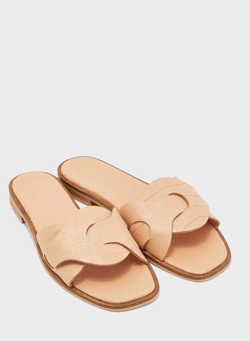 ELLA Leather Flat Sandal