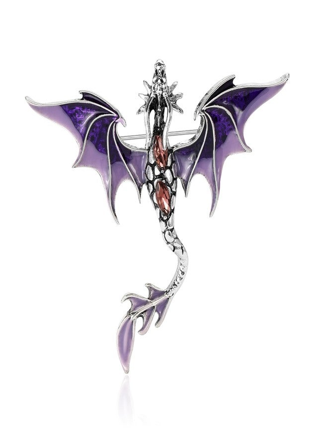 WAKYME Vintage Punk Dragon Brooches for Women Enamel Dragon Brooch Domineering Flying Dragon Brooch Personality Clothing Hat Bag Accessories for Men and Women (Purple) - Image 1