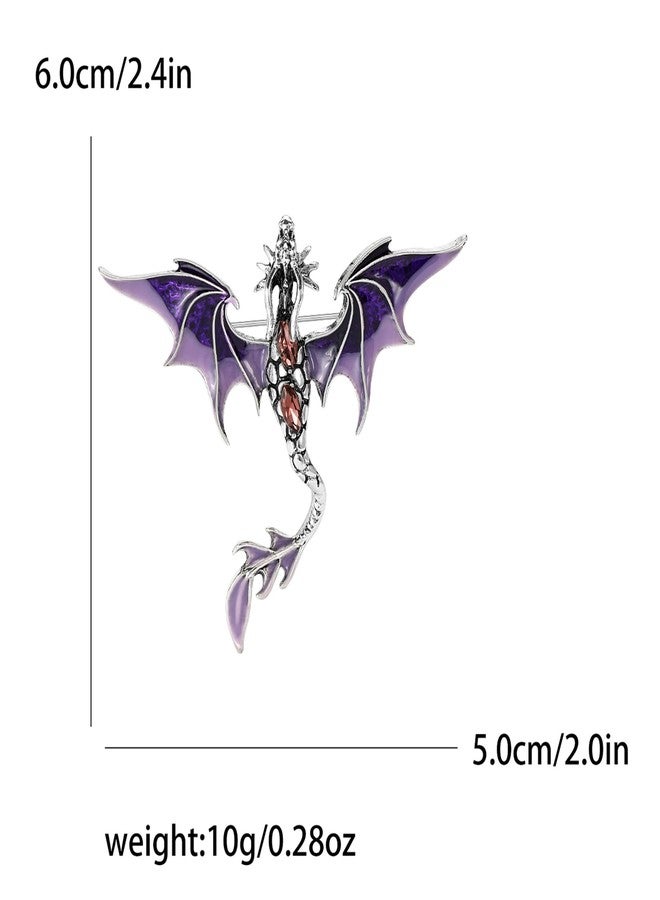 WAKYME Vintage Punk Dragon Brooches for Women Enamel Dragon Brooch Domineering Flying Dragon Brooch Personality Clothing Hat Bag Accessories for Men and Women (Purple) - Image 5