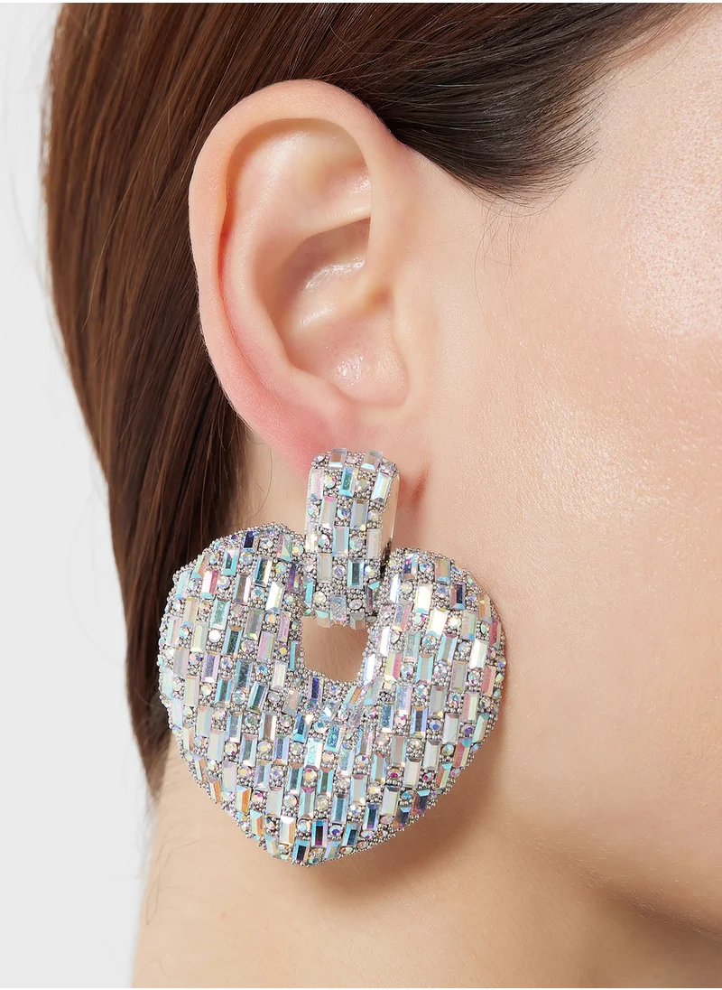 جينجر Diamante Heart Stud Earrings