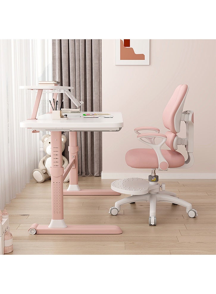 MOZOGOT Kids Desk Chair with Armrests Footrest, Adjustable Height Study Chair with Arms & Wheels Ergonomic Student Swivel Rolling Task Chair for Boys Girls, Home Bedroom School, Pink - Image 5