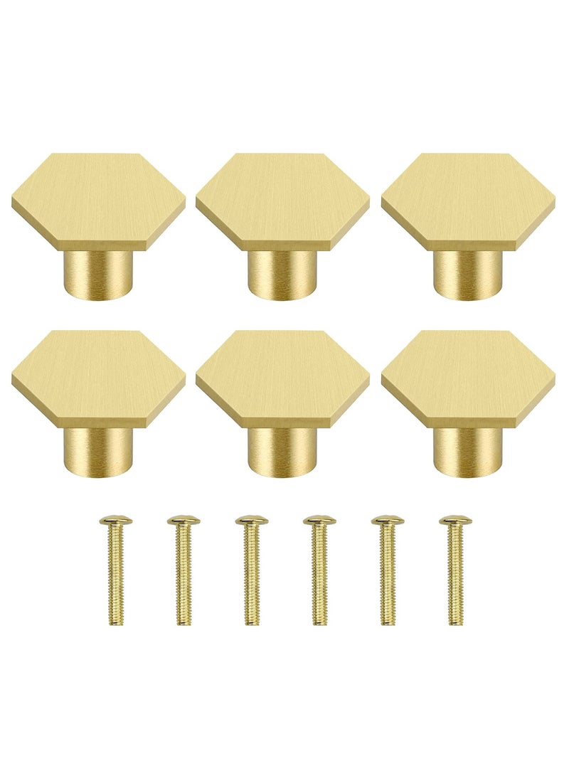 Cabinet Knobs Gold Drawer Knobs Solid Brass Cupboard Knobs with 6 Screws for Drawer, Wardrobe, Cabinets, Doors, Decoration 6Pcs - Image 1