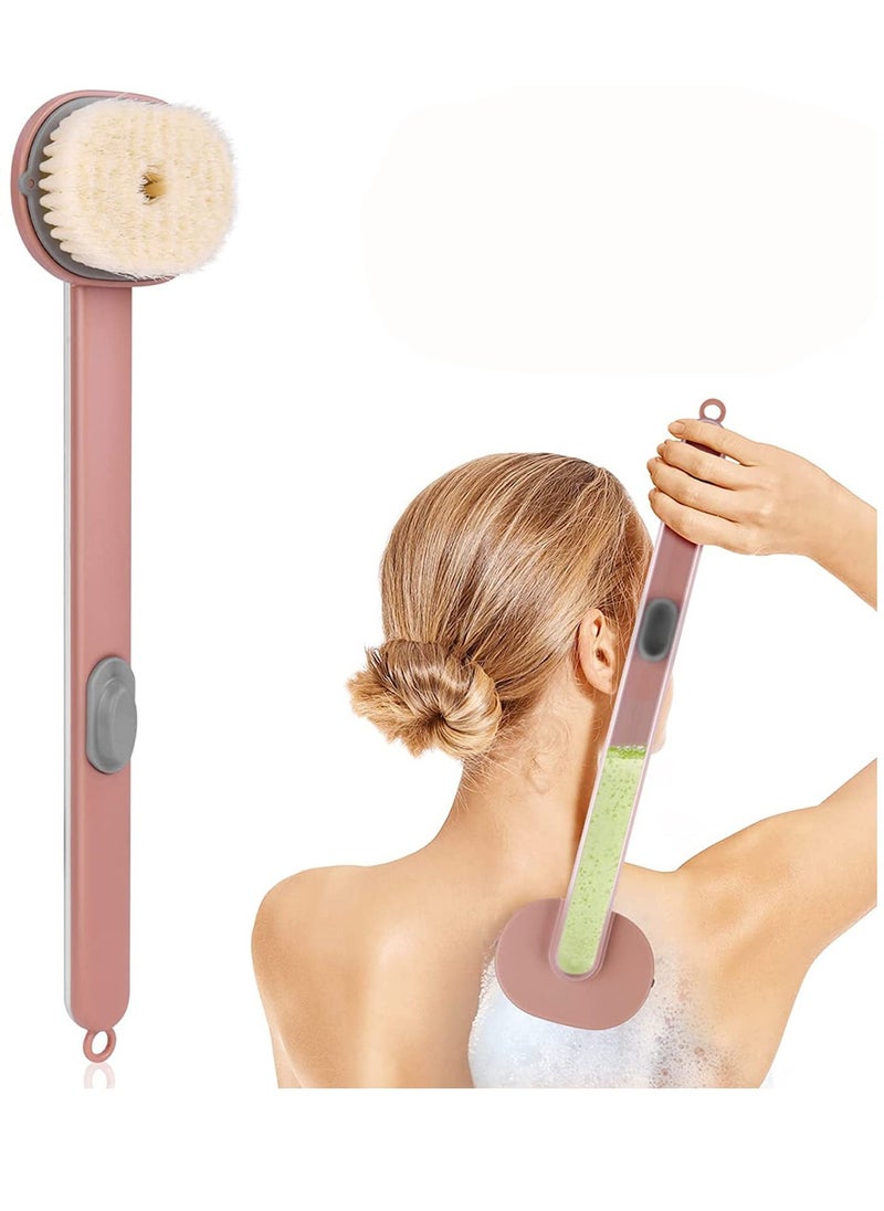 SYOSI Long Handle Bath Massage Cleaning Brush with Soap Dispenser, Back Brush with Soap Dispenser, Back Brush Long Handle for Shower, Exfoliating Bath Brush Storable Body Wash  - Image 1