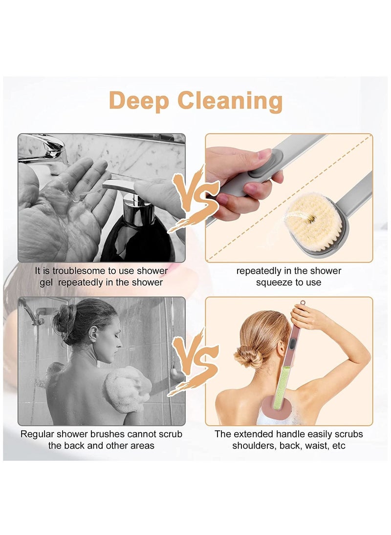 SYOSI Long Handle Bath Massage Cleaning Brush with Soap Dispenser, Back Brush with Soap Dispenser, Back Brush Long Handle for Shower, Exfoliating Bath Brush Storable Body Wash  - Image 3