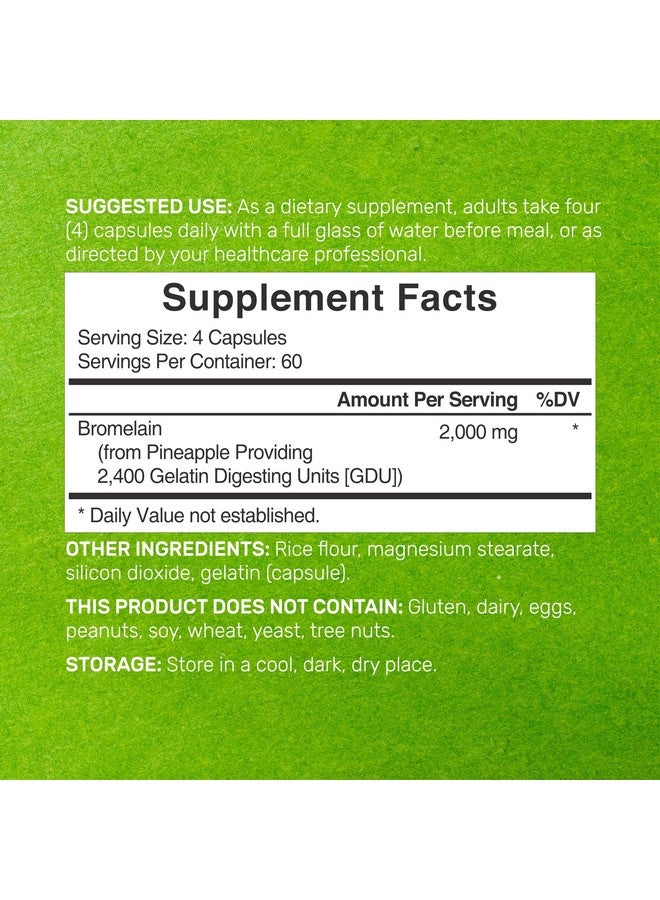 DEAL SUPPLEMENT مكمل بروميلين 2,000 ملغ لكل حصة، 240 كبسولة - إنزيمات بروتوليتية طبيعية من الأناناس الطازج - تدعم هضم المغذيات - Image 2