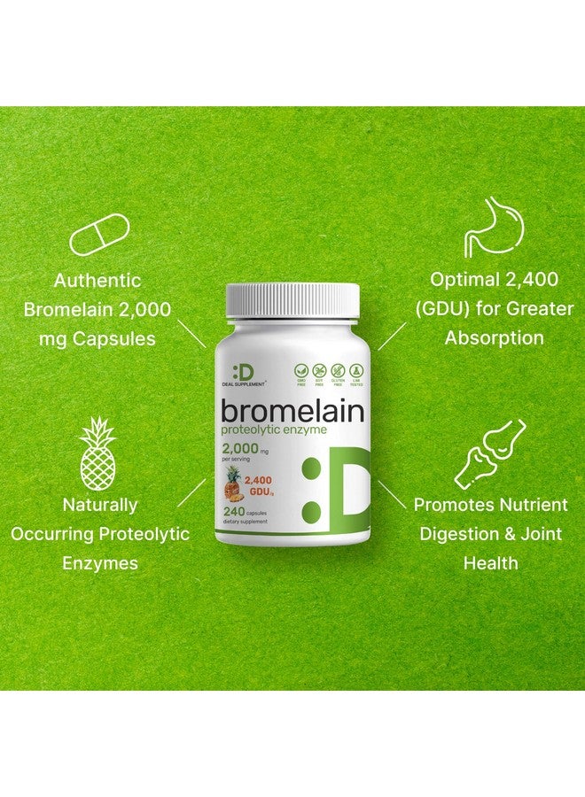 DEAL SUPPLEMENT مكمل بروميلين 2,000 ملغ لكل حصة، 240 كبسولة - إنزيمات بروتوليتية طبيعية من الأناناس الطازج - تدعم هضم المغذيات - Image 4
