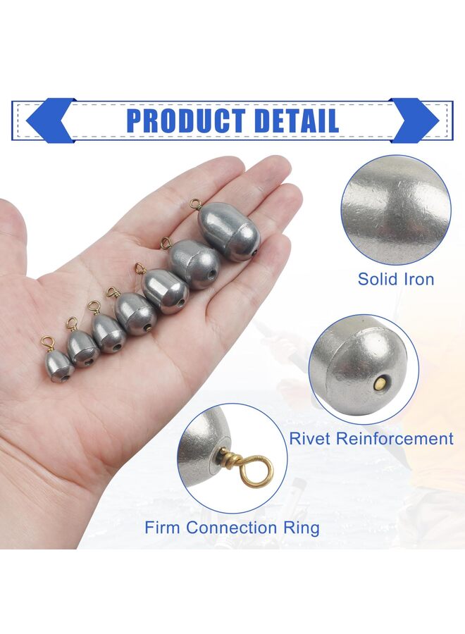 20 قطعة من أوزان صيد السمك، أوزان صيد سمك القاروص، أوزان صيد حديدية مع حلقة، أوزان صيد على شكل قطرة ماء لصيد الأسماك في المياه المالحة والعذبة - Image 3