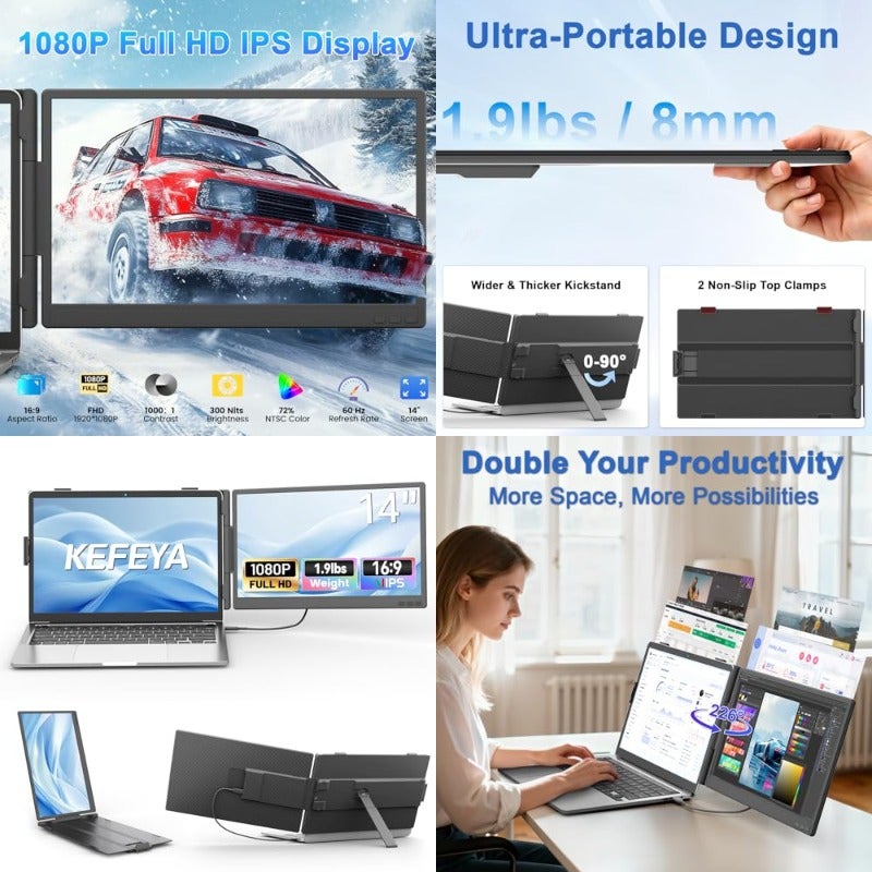 Generic Generic Kefeya Laptop Screen Extenders Ips Portable Monitor For Laptops 14 Ips Triple Monitors For Laptop 14 inch Z62FDF3AD76858DD3AB6CZ