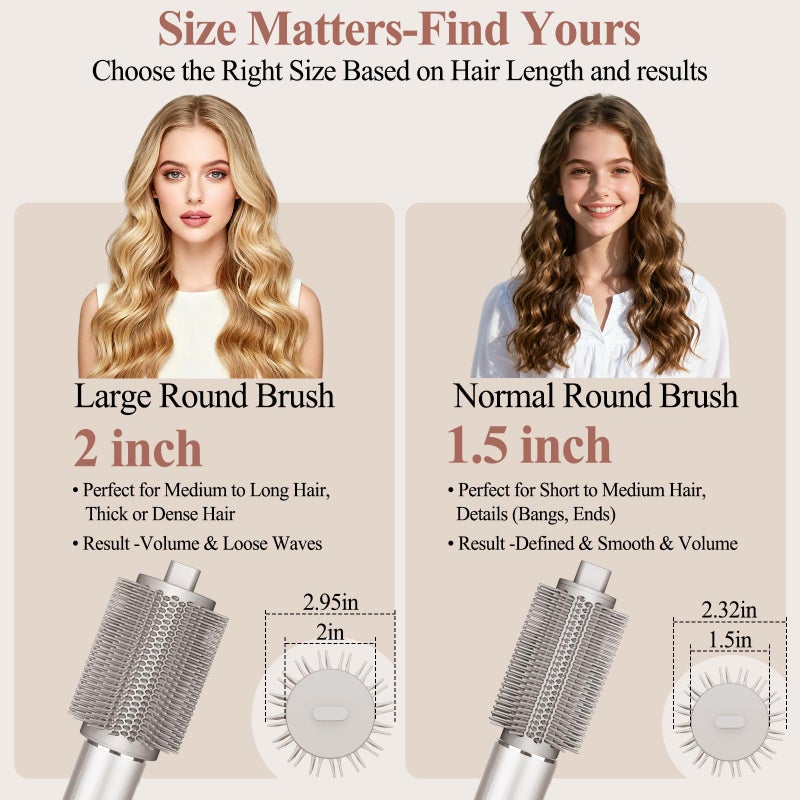 Chivixe Large Round Brush Attachment for Shark FlexStyle, Upgraded Bigger Round Volumizing Brush for Shark Flex Style Accessories Styling for Smooth,Voluminous Curls(2 Inch Barrel,2.95 Inch Bristle) - Image 3