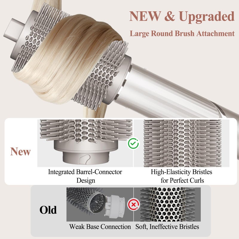 Chivixe Large Round Brush Attachment for Shark FlexStyle, Upgraded Bigger Round Volumizing Brush for Shark Flex Style Accessories Styling for Smooth,Voluminous Curls(2 Inch Barrel,2.95 Inch Bristle) - Image 4