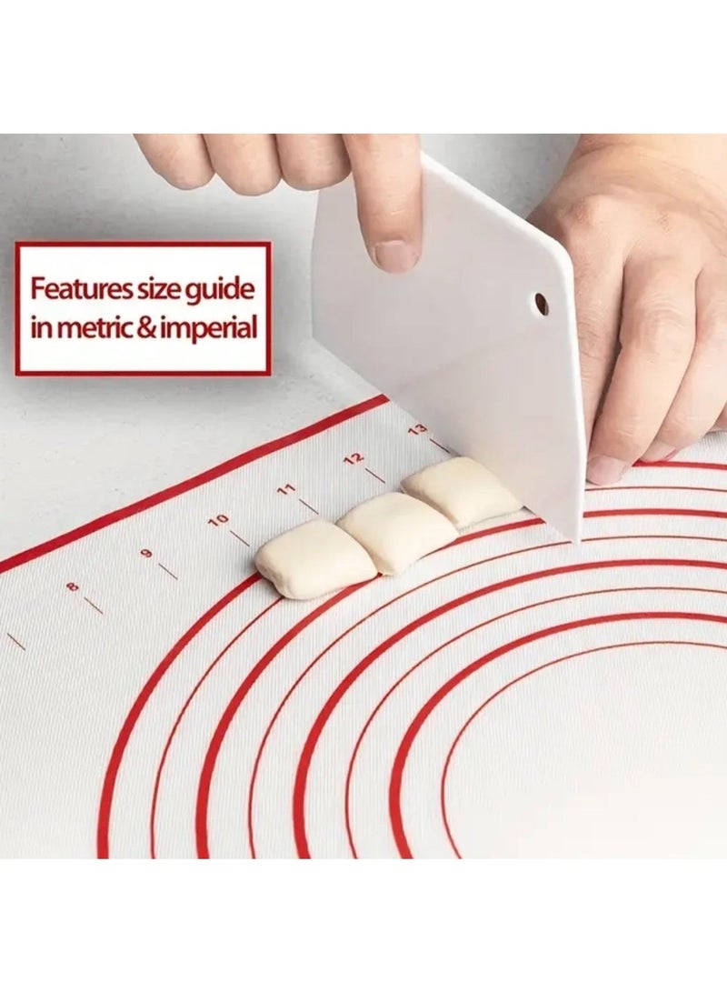 كلين ويف حصيرة خبز وسيليكون غير لاصقة كبيرة باللون الأحمر (40×60 سم) مع لوح عجين وعلامات قياس – مثالية لفرد العجين وتحضير المعجنات وسهلة التنظيف - Image 4