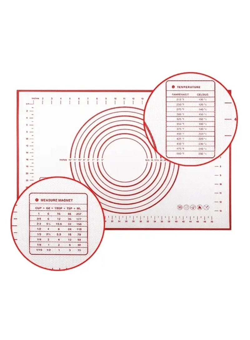 كلين ويف حصيرة خبز وسيليكون غير لاصقة كبيرة باللون الأحمر (40×60 سم) مع لوح عجين وعلامات قياس – مثالية لفرد العجين وتحضير المعجنات وسهلة التنظيف - Image 5