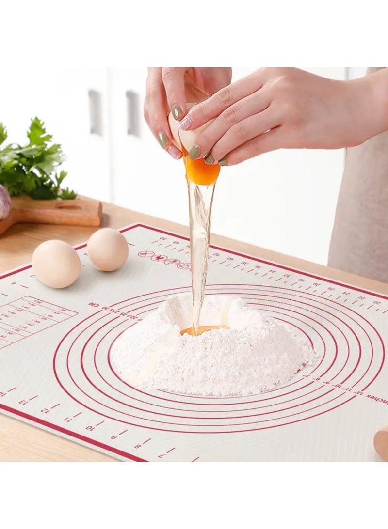 كلين ويف حصيرة خبز وسيليكون غير لاصقة كبيرة باللون الأحمر (40×60 سم) مع لوح عجين وعلامات قياس – مثالية لفرد العجين وتحضير المعجنات وسهلة التنظيف - Image 1
