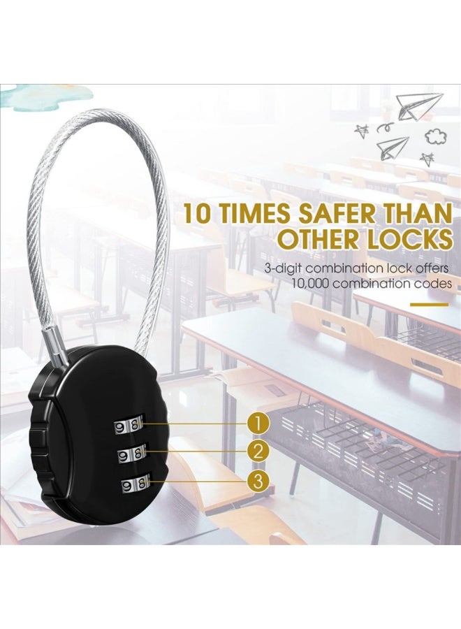 4Pcs 3 Digit Combination Locks, Combo Number Locks for Luggage, Waterproof Outdoor Mini Wire Rope Padlock for Backpacks, Trolley Cases, Gym Lockers, Fence, Jewelry Box - Image 2