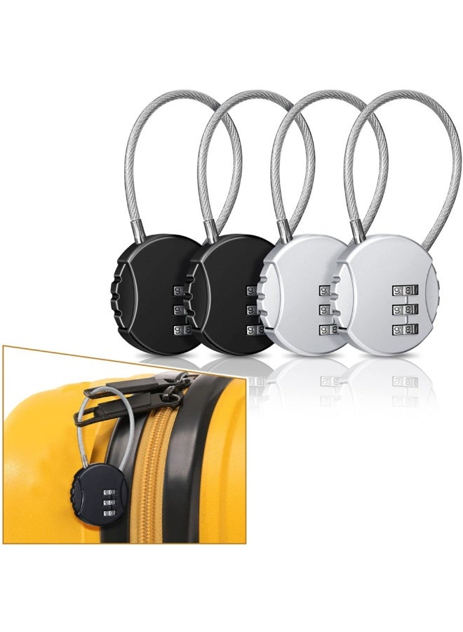4Pcs 3 Digit Combination Locks, Combo Number Locks for Luggage, Waterproof Outdoor Mini Wire Rope Padlock for Backpacks, Trolley Cases, Gym Lockers, Fence, Jewelry Box - Image 1