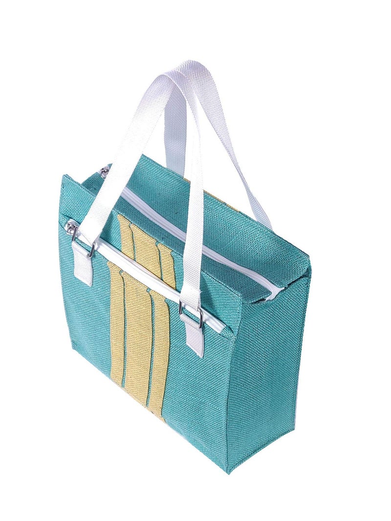 Foonty Eye Candy Daily use Men/Women Jute Lunch Bag (Sea Green,FFFWB6017C) - Image 3