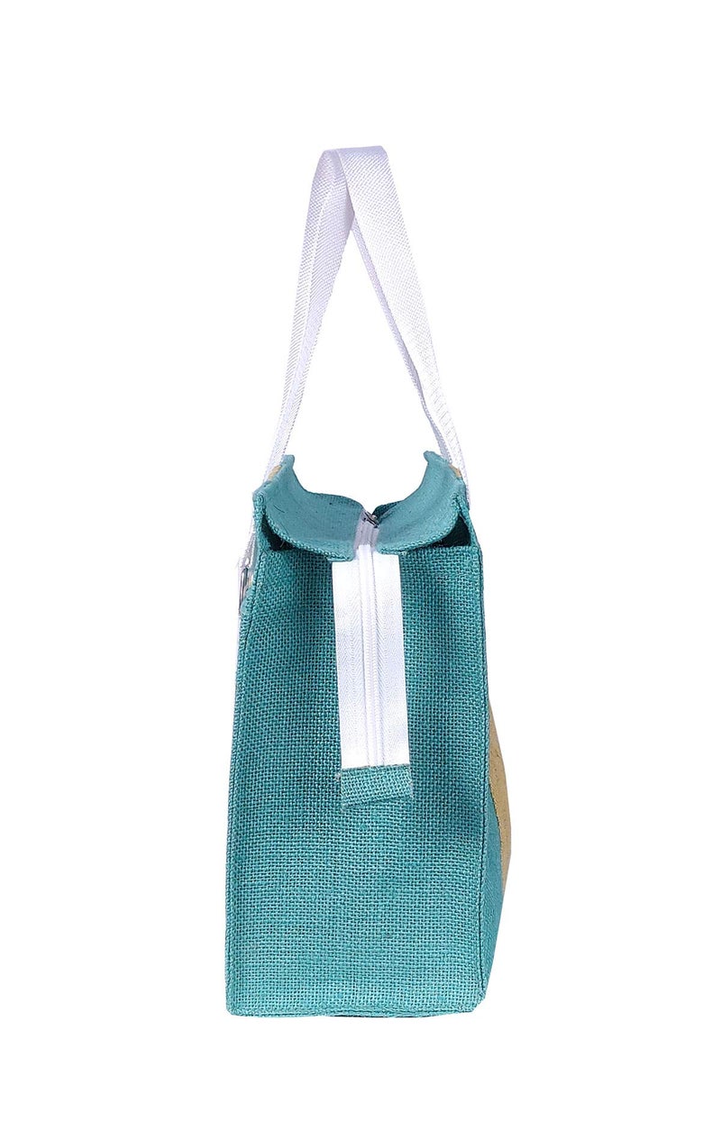 Foonty Eye Candy Daily use Men/Women Jute Lunch Bag (Sea Green,FFFWB6017C) - Image 4
