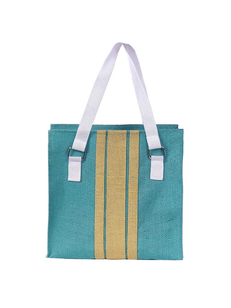 Foonty Eye Candy Daily use Men/Women Jute Lunch Bag (Sea Green,FFFWB6017C) - Image 2
