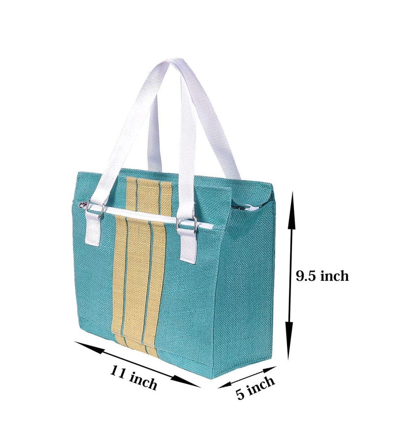 Foonty Eye Candy Daily use Men/Women Jute Lunch Bag (Sea Green,FFFWB6017C) - Image 5