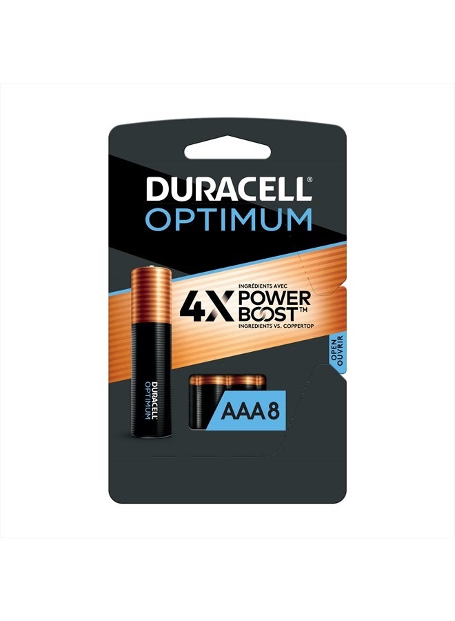 Duracell Optimum AAA Batteries with Power Boost Ingredients, 8 Count Pack Triple A Battery with Long-lasting Power, All-Purpose Alkaline AAA Battery for Household and Office Devices - Image 1