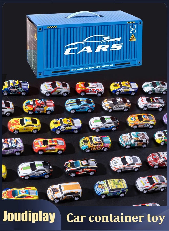 Joudiplay 48 Pcs Pull Back Toy Cars with Storage Box, Alloy Mini Race Push and Pull Back Cars Vehicles Toys for Kids, Party Favors Toy Cars Suitable Kids Gifts For Kids 3+ Years  - Image 1