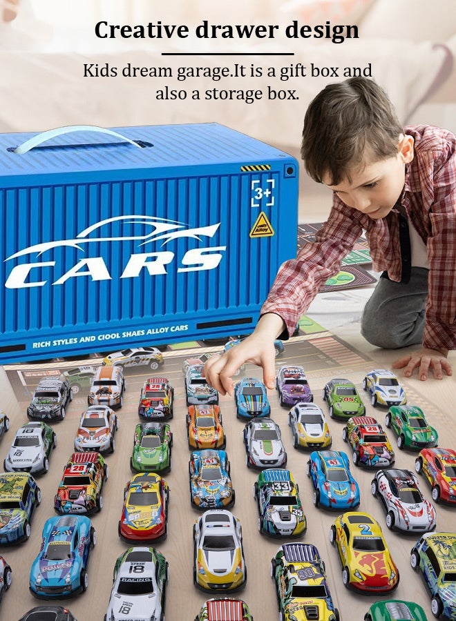 Joudiplay 48 Pcs Pull Back Toy Cars with Storage Box, Alloy Mini Race Push and Pull Back Cars Vehicles Toys for Kids, Party Favors Toy Cars Suitable Kids Gifts For Kids 3+ Years  - Image 3