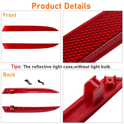Abodvu Compatible with Honda Accord Sedan Rear Bumper Reflectors 2013-2015,Left Driver & Right Passenger Side Rear Bumper Red Marker Trims,Back Reflector W/O Bulbs Replace for 9th Gen Accord(1Pair) - Image 4