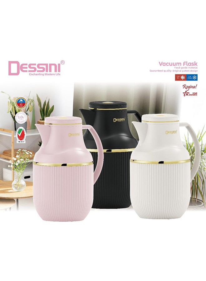 DESSINI Dessini Tea & Coffee Vacuum Flask 1L Dk105 Black/Gold  - Image 2