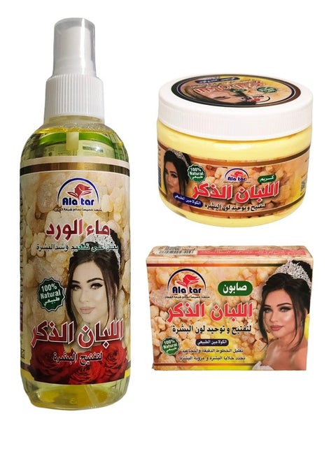 مجموعة اللبان الذكر كريم مع ماء الورد مع الصابون