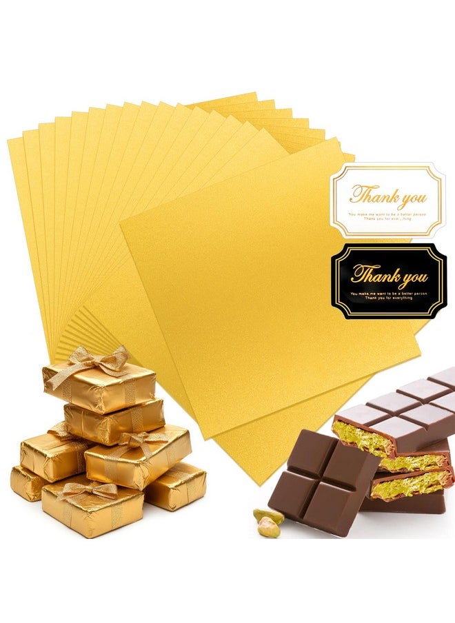 PalkSky Palksky Large Dubai Chocolate Bar Pistachio Wrappers Packaging with Stickers, 100Pcs 10 Inch Chocolate Bar Gold Aluminum Foil Wrapper  - Image 1