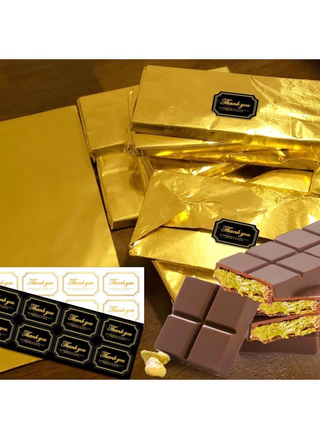 PalkSky Palksky Large Dubai Chocolate Bar Pistachio Wrappers Packaging with Stickers, 100Pcs 10 Inch Chocolate Bar Gold Aluminum Foil Wrapper  - Image 2