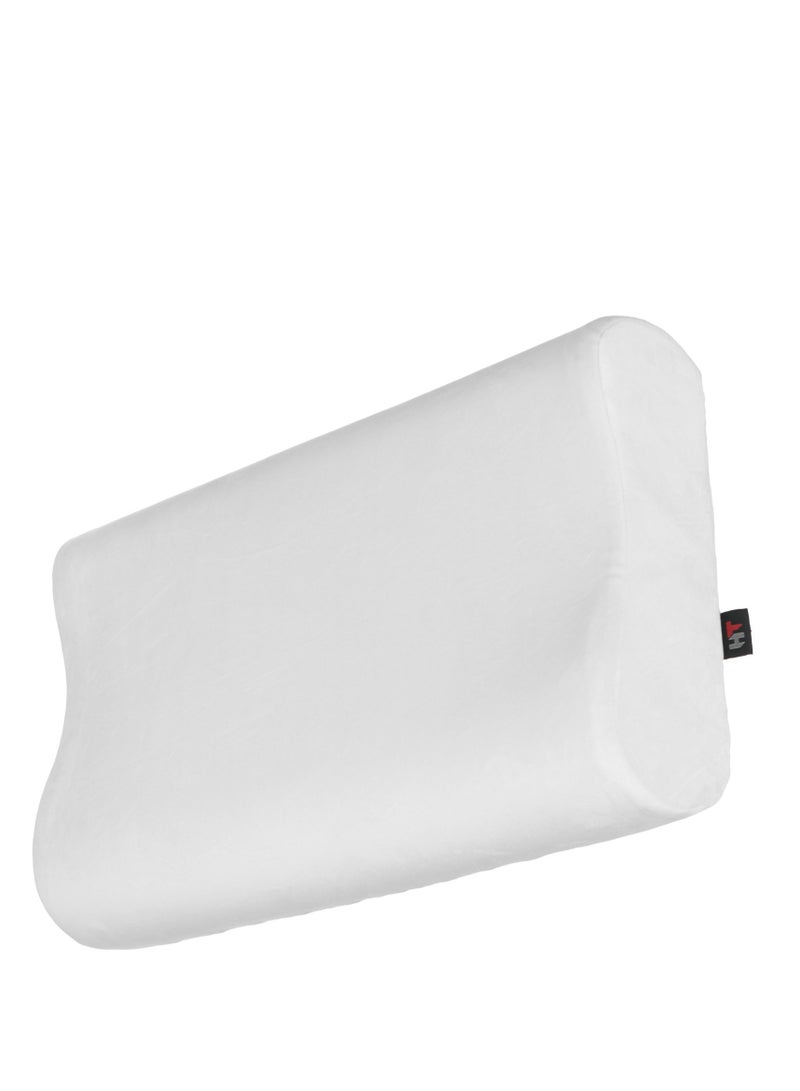 HT Medical memory foam pillow, the perfect solution for neck and shoulder pain. Supports spinal alignment and reduces muscle tension. Off-white. - Image 1
