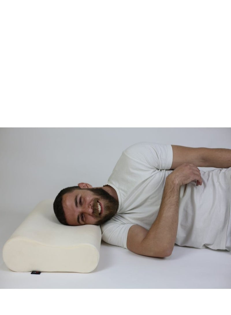 HT Medical memory foam pillow, the perfect solution for neck and shoulder pain. Supports spinal alignment and reduces muscle tension. Off-white. - Image 2