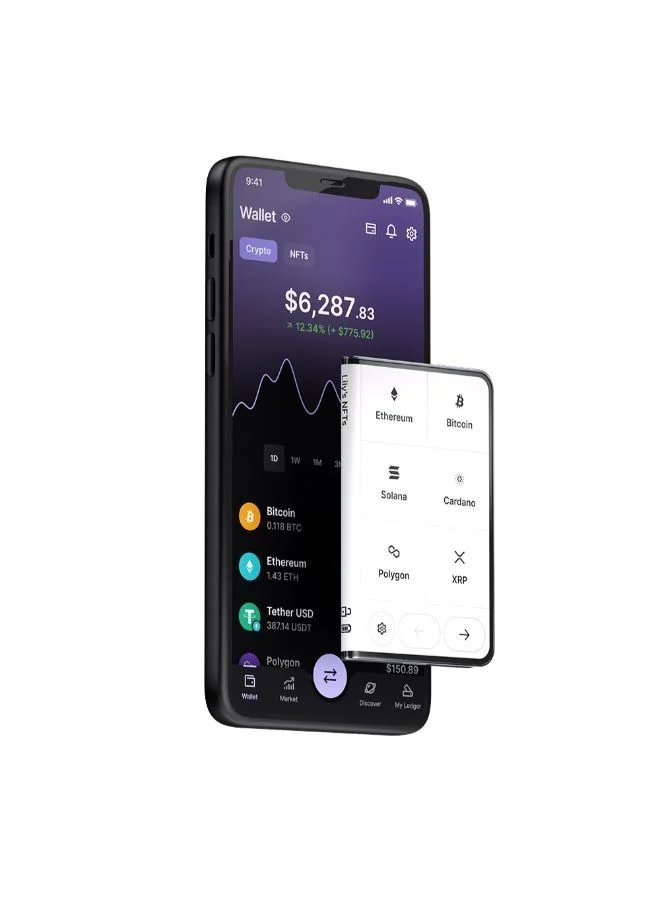 Ledger STAX Hardware Wallet | TouchScreen Crypto & NFT Wallet, Customizable, Type-C, Bluetooth Connectivity, Wireless Charging, 5000+ Coins Supported, for iOS & Android, MacOS & Windows - Black