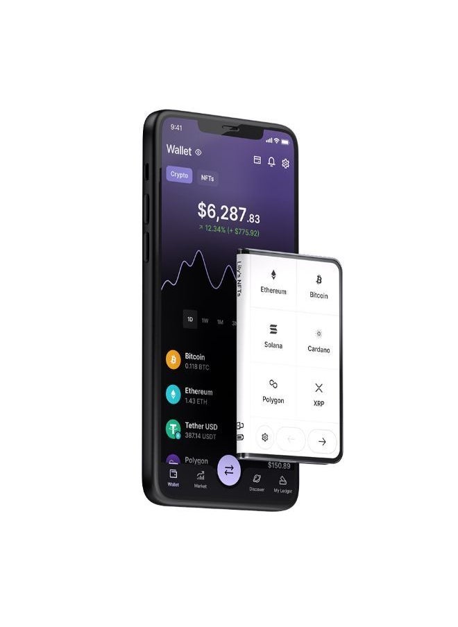Ledger STAX Hardware Wallet | TouchScreen Crypto & NFT Wallet, Customizable, Type-C, Bluetooth Connectivity, Wireless Charging, 5000+ Coins Supported, for iOS & Android, MacOS & Windows - Black  - Image 4
