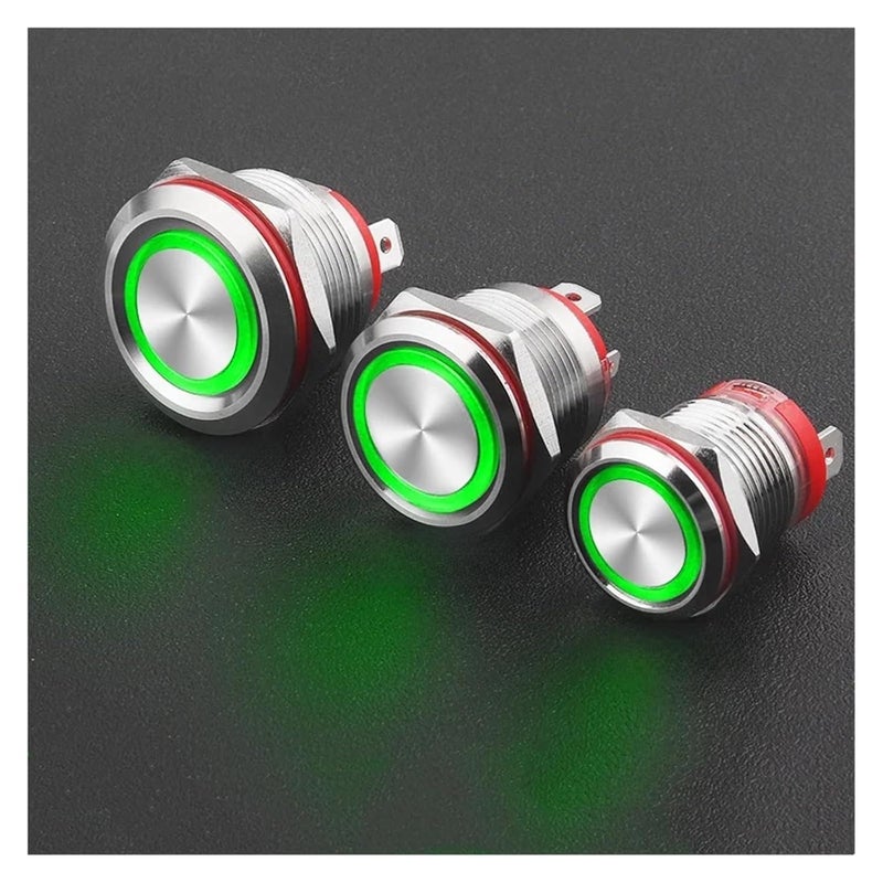 22 مم مفتاح زر معدني ذاتي القفل 20 أمبير تيار عالي مقاوم للماء بدون إضاءة حلقي اللون G - Image 1
