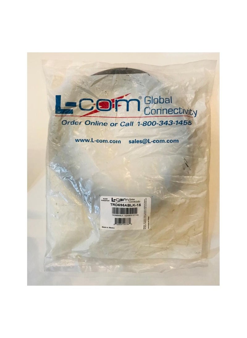 L-com - Premium Cat6a Cable, RJ45 / RJ45, Black 15.0 ft - Image 1