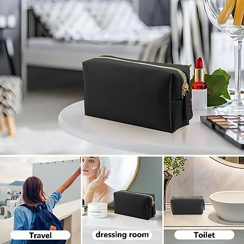 Apooliy Leather Makeup Bag for Purse Travel, Portable Small Cosmetic Organizer for Women and Girls, Make up Bag with Zipper - Image 5