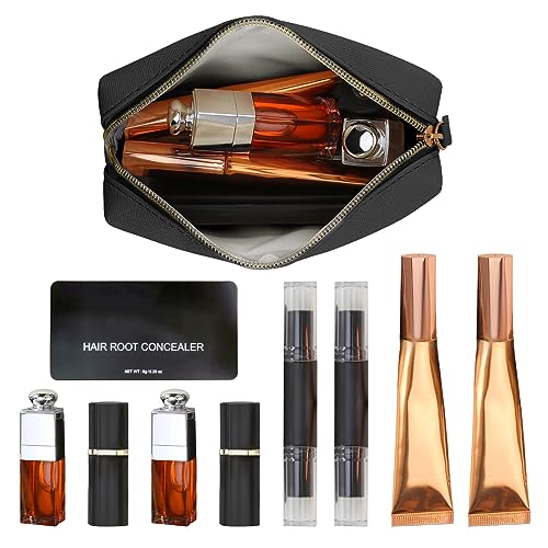 Apooliy Leather Makeup Bag for Purse Travel, Portable Small Cosmetic Organizer for Women and Girls, Make up Bag with Zipper - Image 3