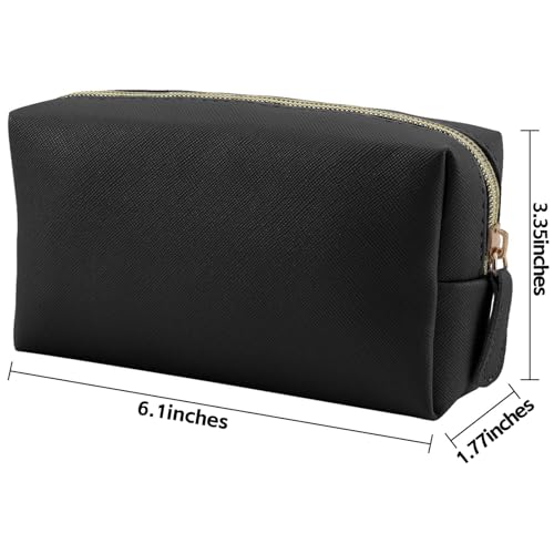 Apooliy Leather Makeup Bag for Purse Travel, Portable Small Cosmetic Organizer for Women and Girls, Make up Bag with Zipper - Image 2