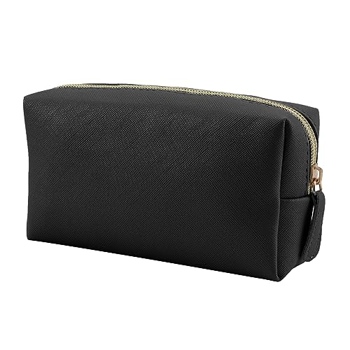 Apooliy Leather Makeup Bag for Purse Travel, Portable Small Cosmetic Organizer for Women and Girls, Make up Bag with Zipper - Image 1