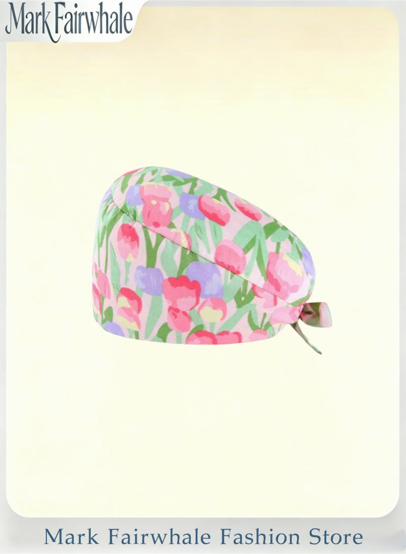 Mark Fairwhale New Tulip Flower Printed Three Piece Medical Work Hat - Image 2