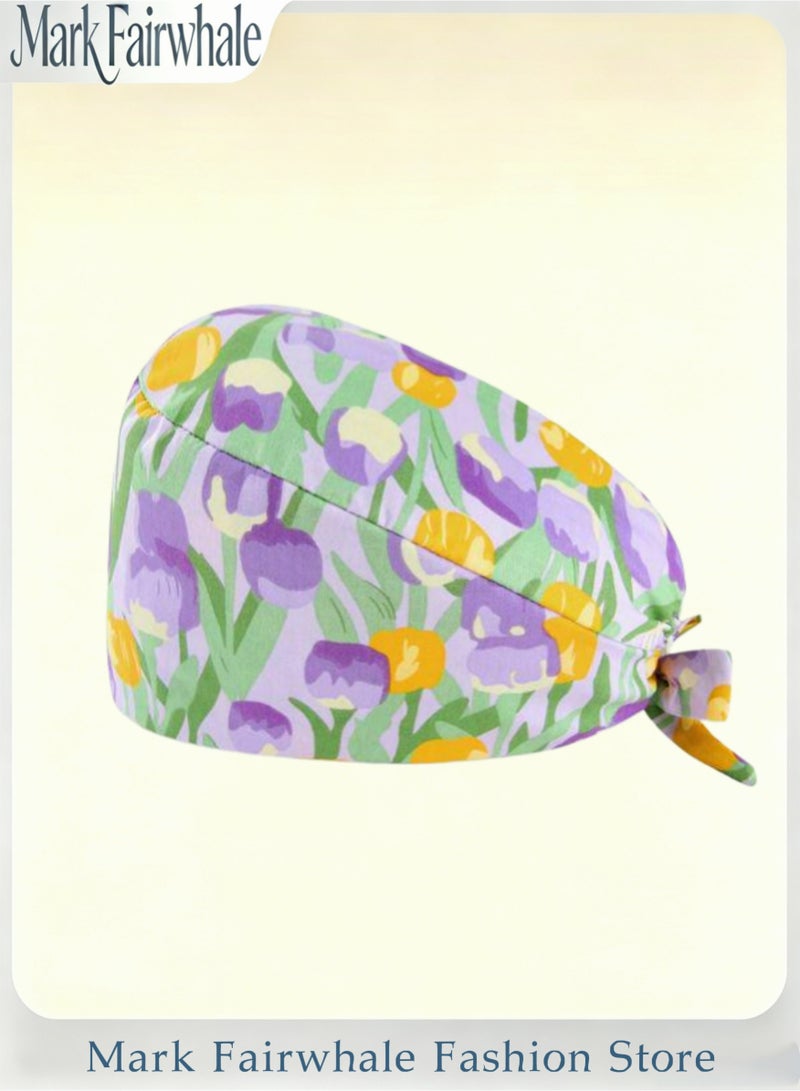 Mark Fairwhale New Tulip Flower Printed Three Piece Medical Work Hat - Image 4